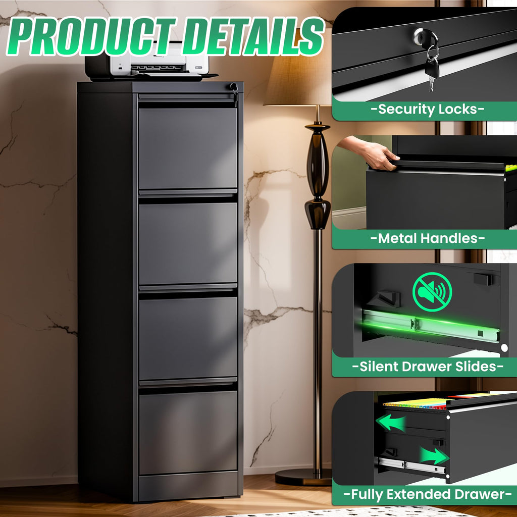 4 Drawer Metal File Cabinet with Lock M208072