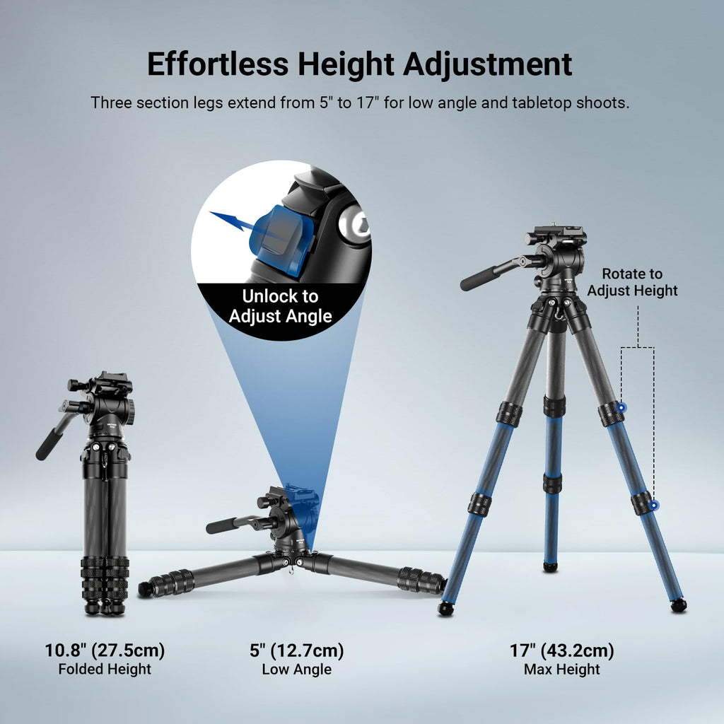 Carbon Fiber Desktop Mini Tripod with Video Fluid Head O93860