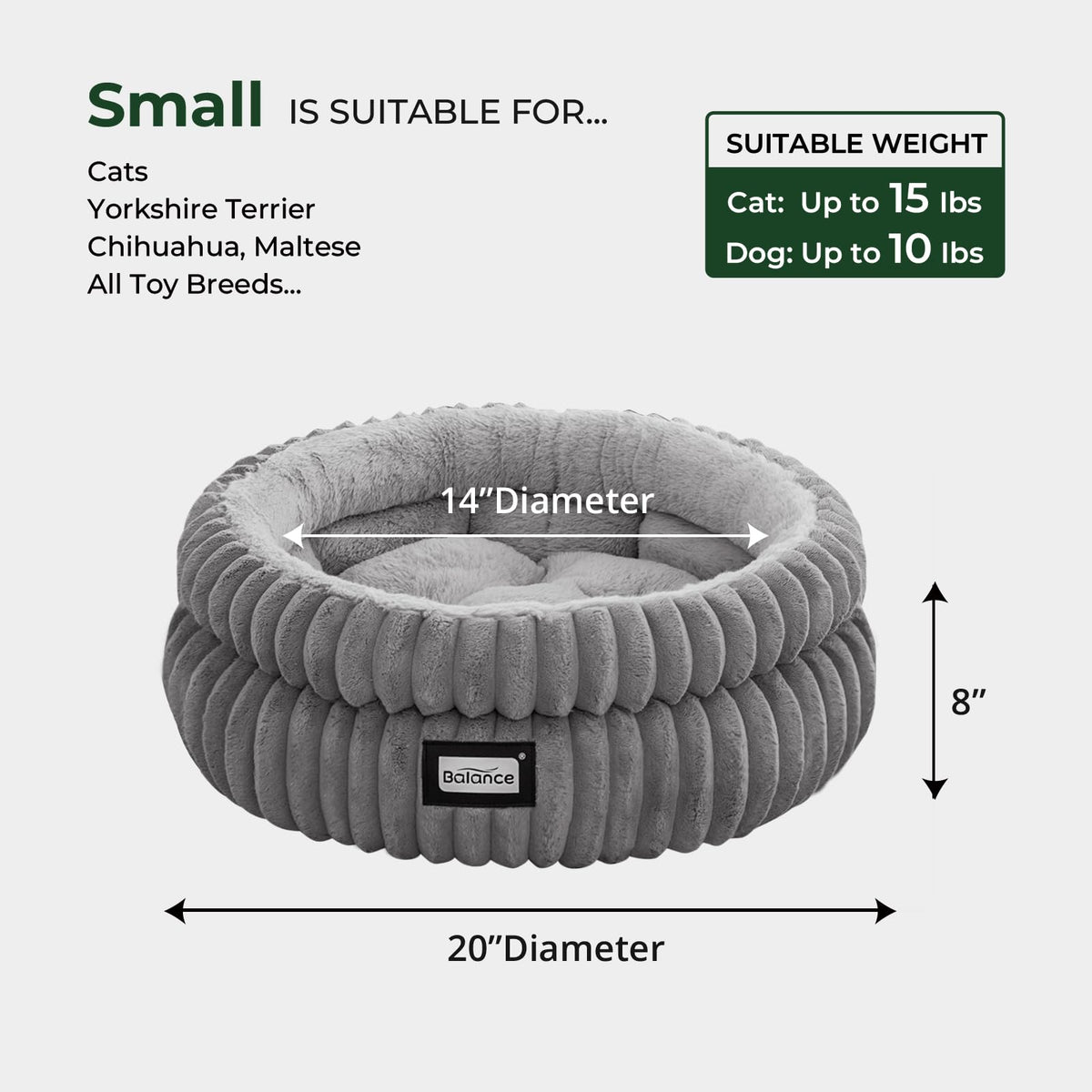 Washable Round Plush Cat Bed K39281