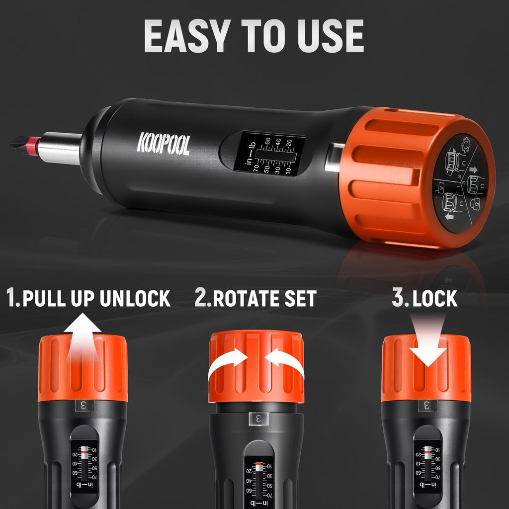 46Pcs Torque Screwdriver Set 1/4" 10-70 in-lb M940762