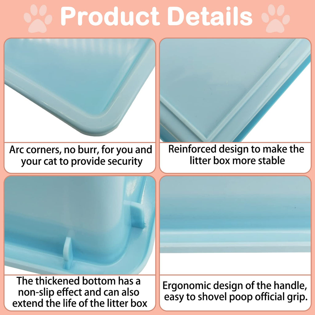 Medium Open Cat Litter Box with Scoop, Non-Stick Plastic, 15 x 11 x 4 Inches C93075