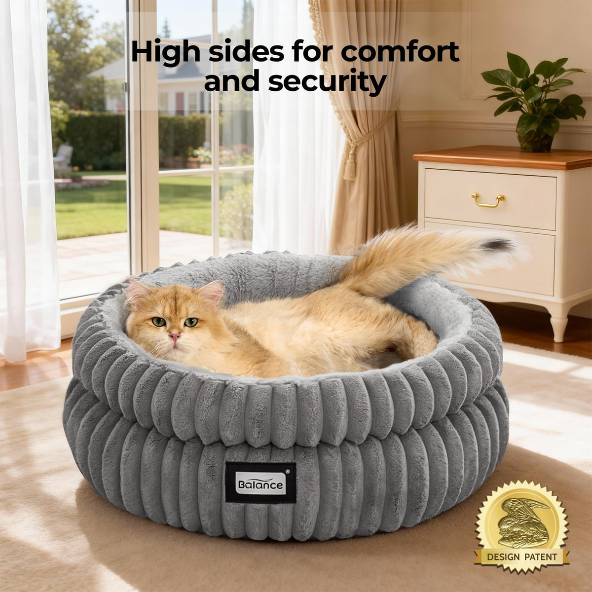 Washable Round Plush Cat Bed K39281
