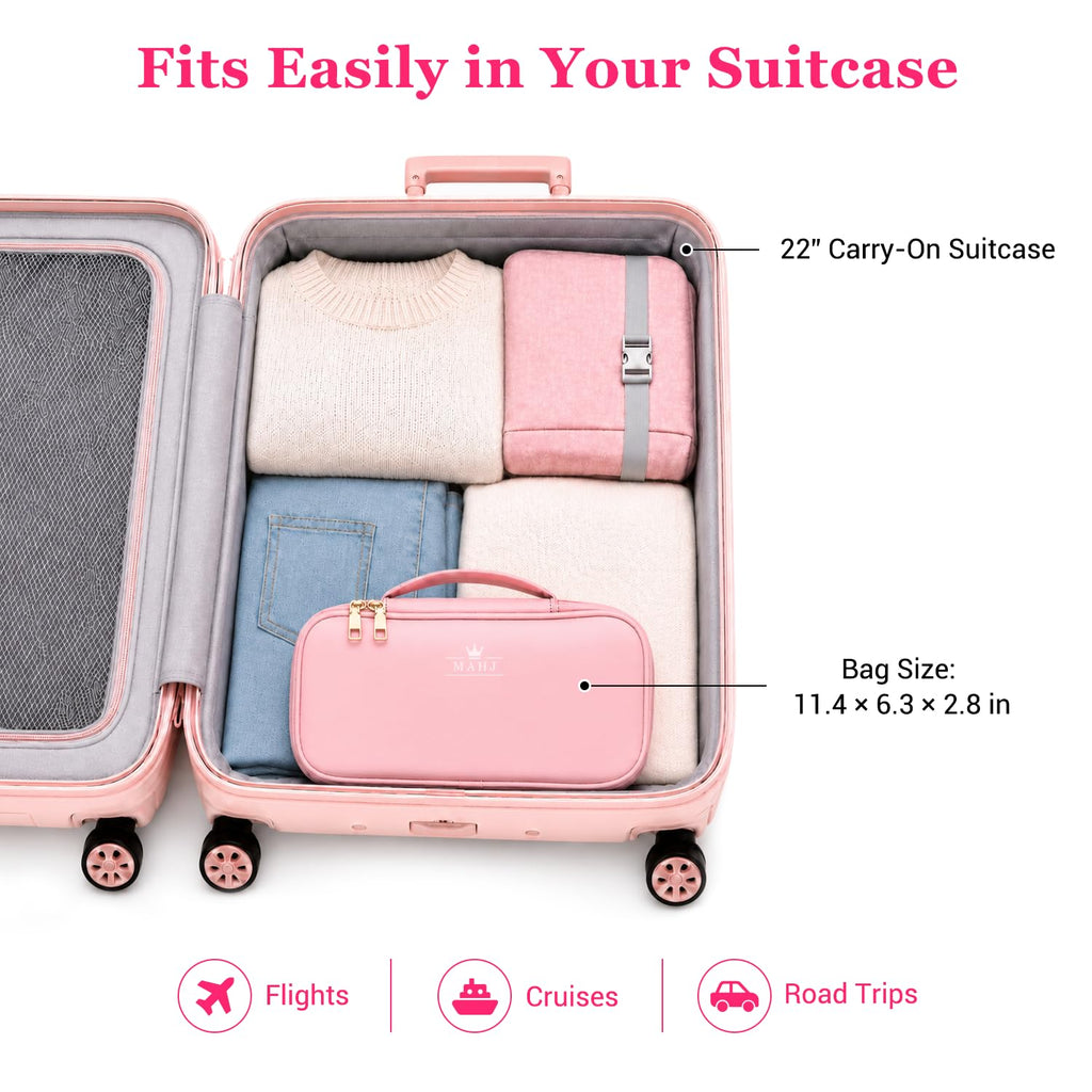 Pink Mini Travel Mahjong Tile Set with Racks and Bag R33629