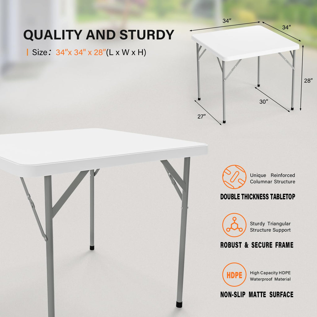 White 34 inch Folding Card Table Y81573