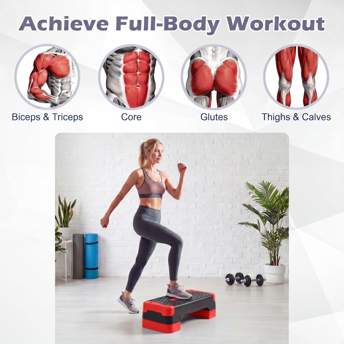 Aerobic Step Platform with Risers & Resistance Bands I8528