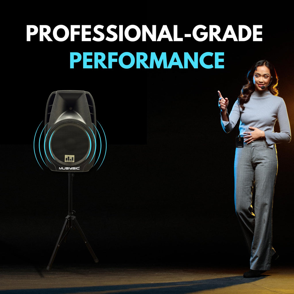 15" 2000W Portable PA Speaker System with Wireless Microphones U856
