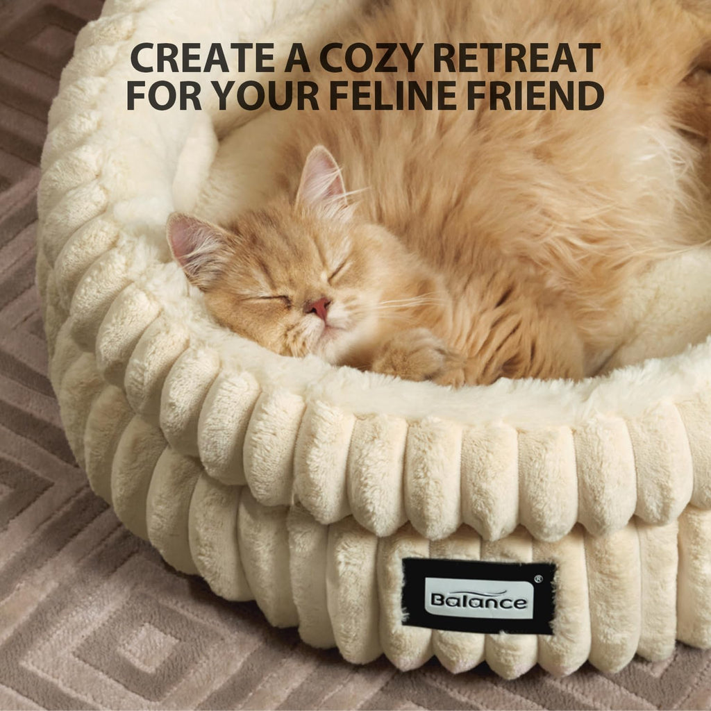 Washable Round Plush Cat Bed K39281