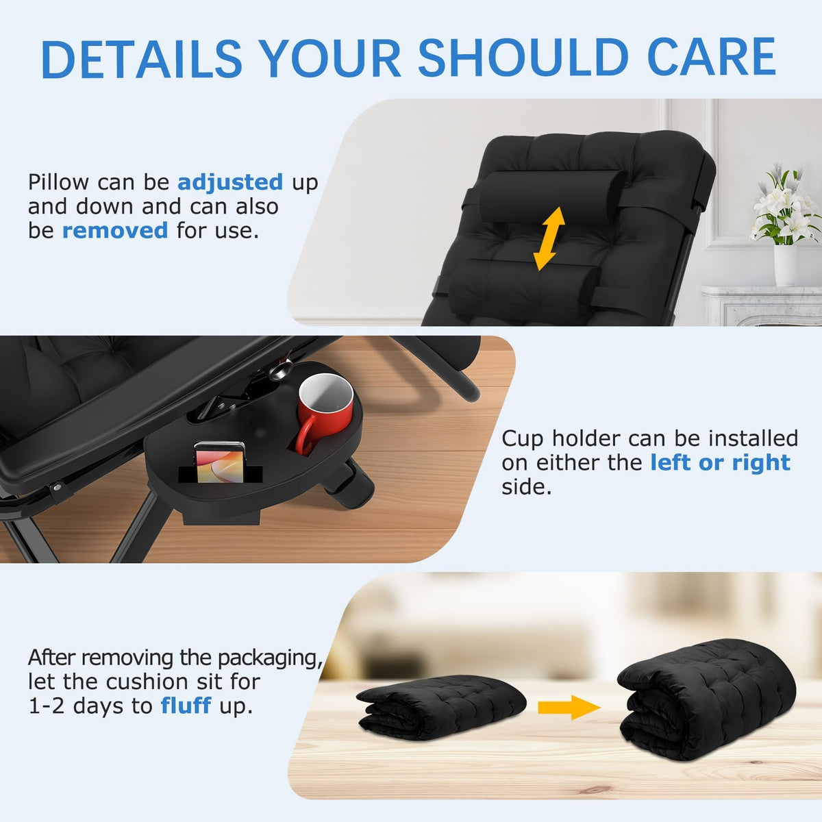 Zero Gravity Chair with Cup Holder, Black G7937