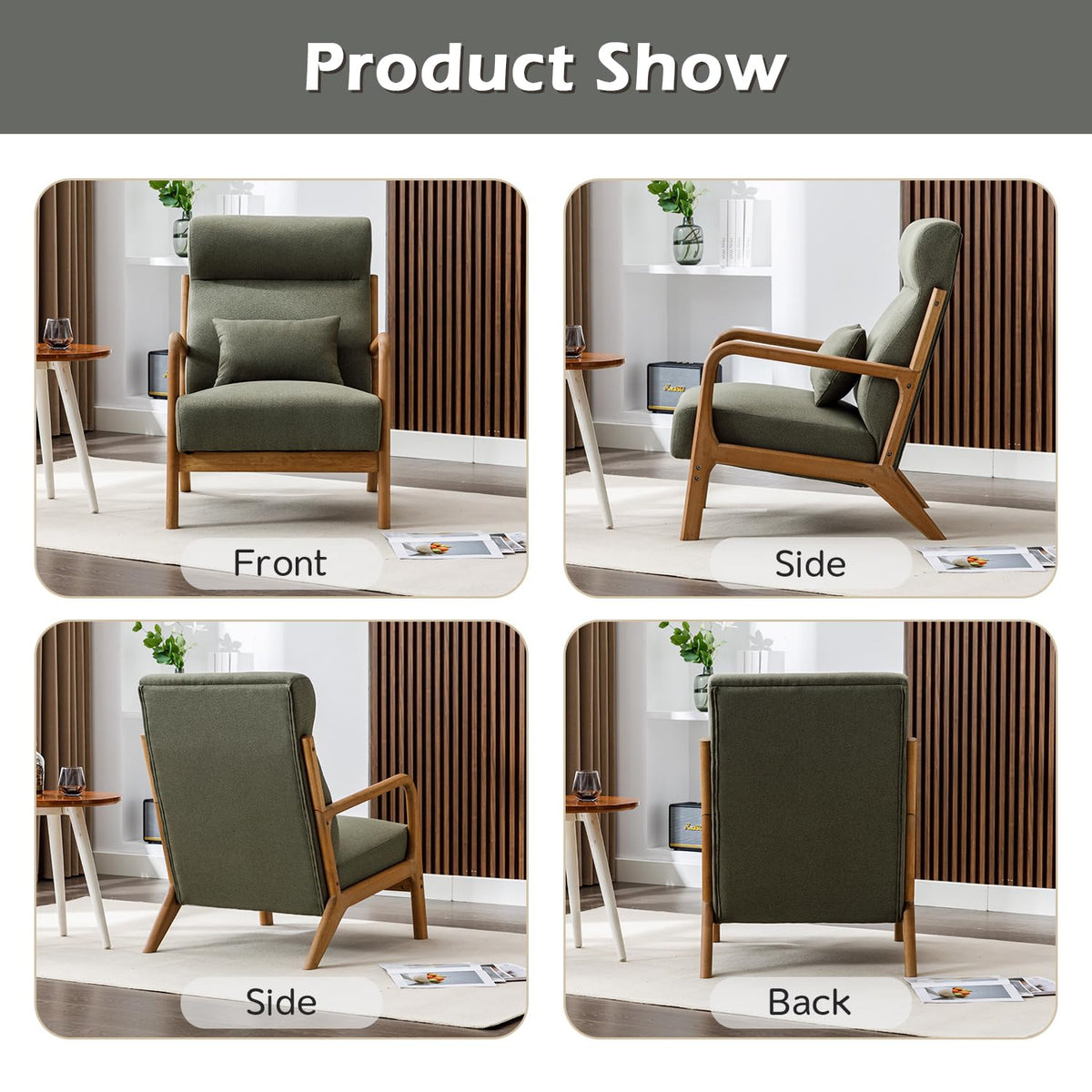 Green Mid Century Modern Accent Chair Set of 2 N288