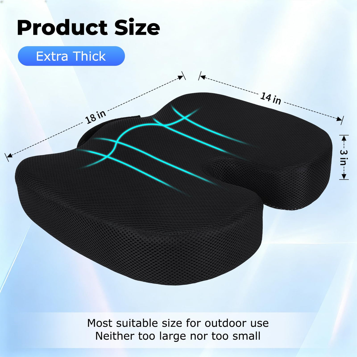 Breathable Mesh 18x14x3 inches Stadium Seat Cushions P9304