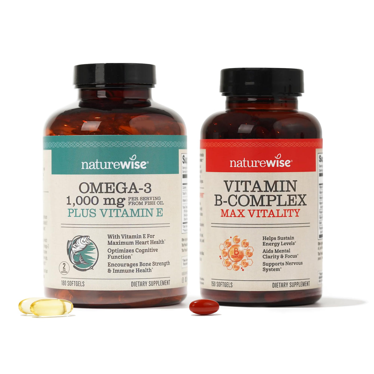 1000mg Omega 3 600mg EPA 400mg DHA 180ct & Vitamin B Complex 150 Softgels L22678