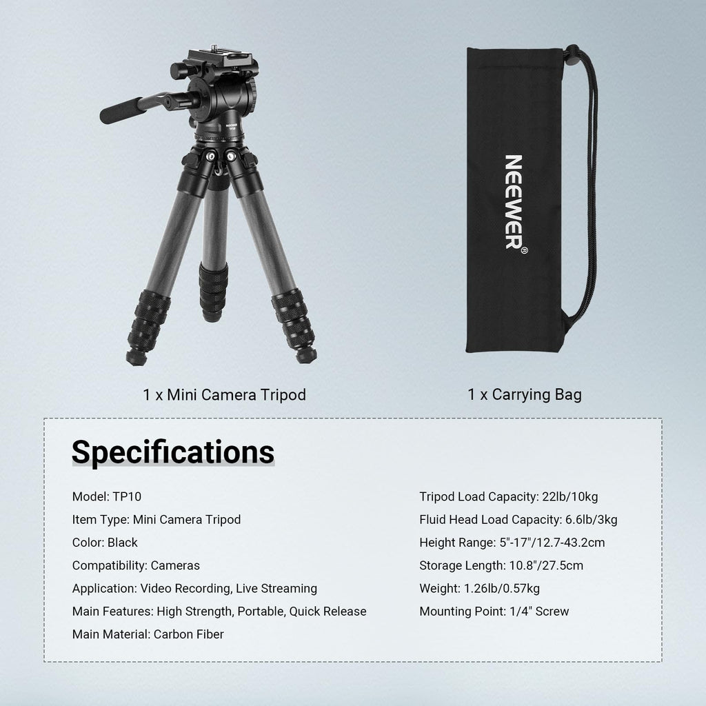 Carbon Fiber Desktop Mini Tripod with Video Fluid Head O93860