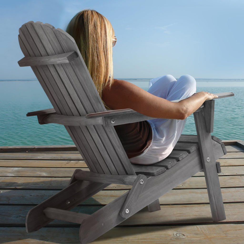 Wood Folding Adirondack Chair Set of 2 Solid Cedar O461564
