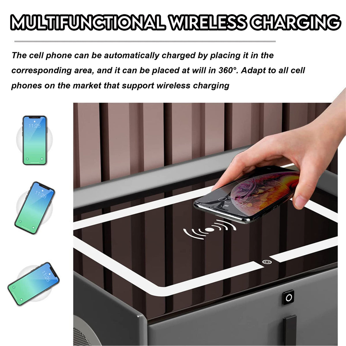 Pink 3 Drawer Nightstand with Wireless Charging Station C27993
