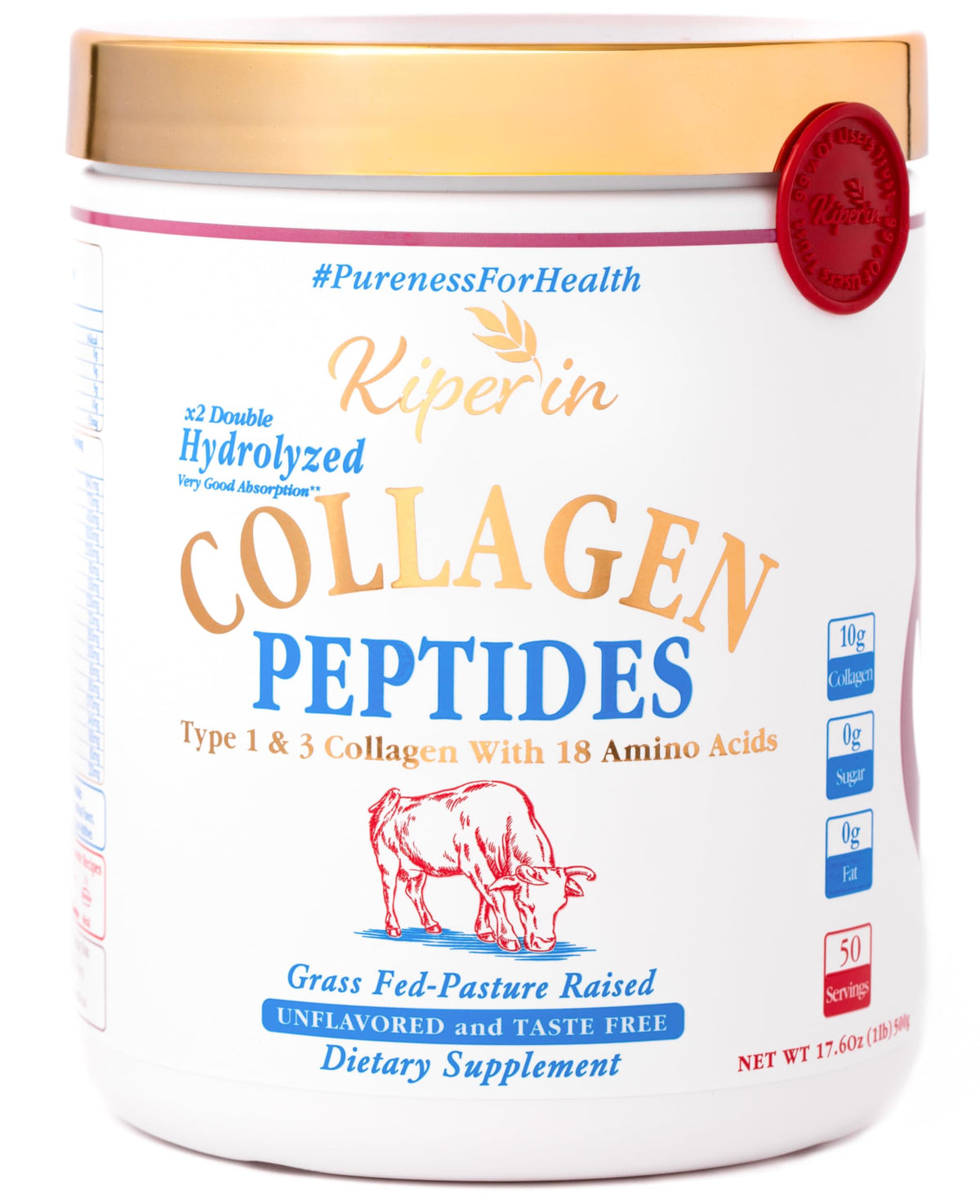 Hydrolyzed Collagen Peptides Type I & III Unflavored 50 Servings E564330