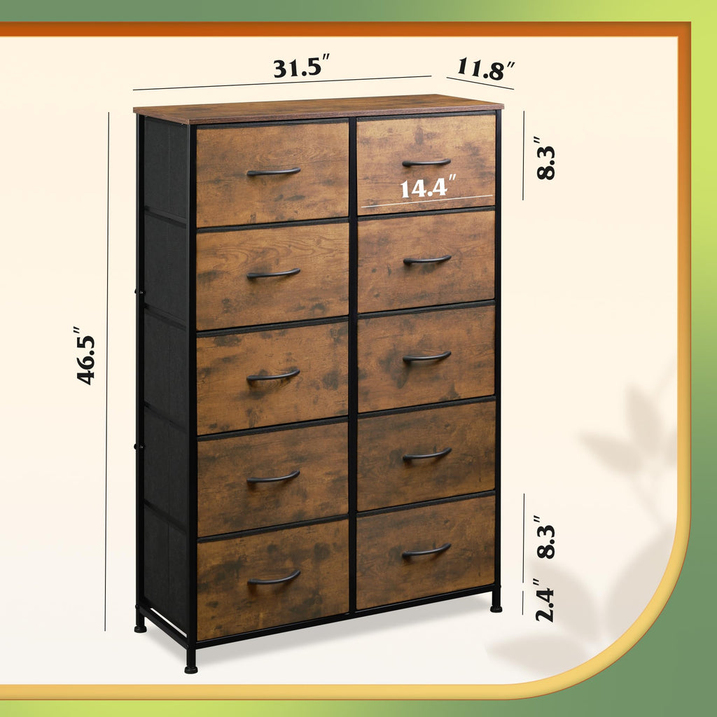 Rustic Brown Wood Grain Print Tall Dresser Q902132