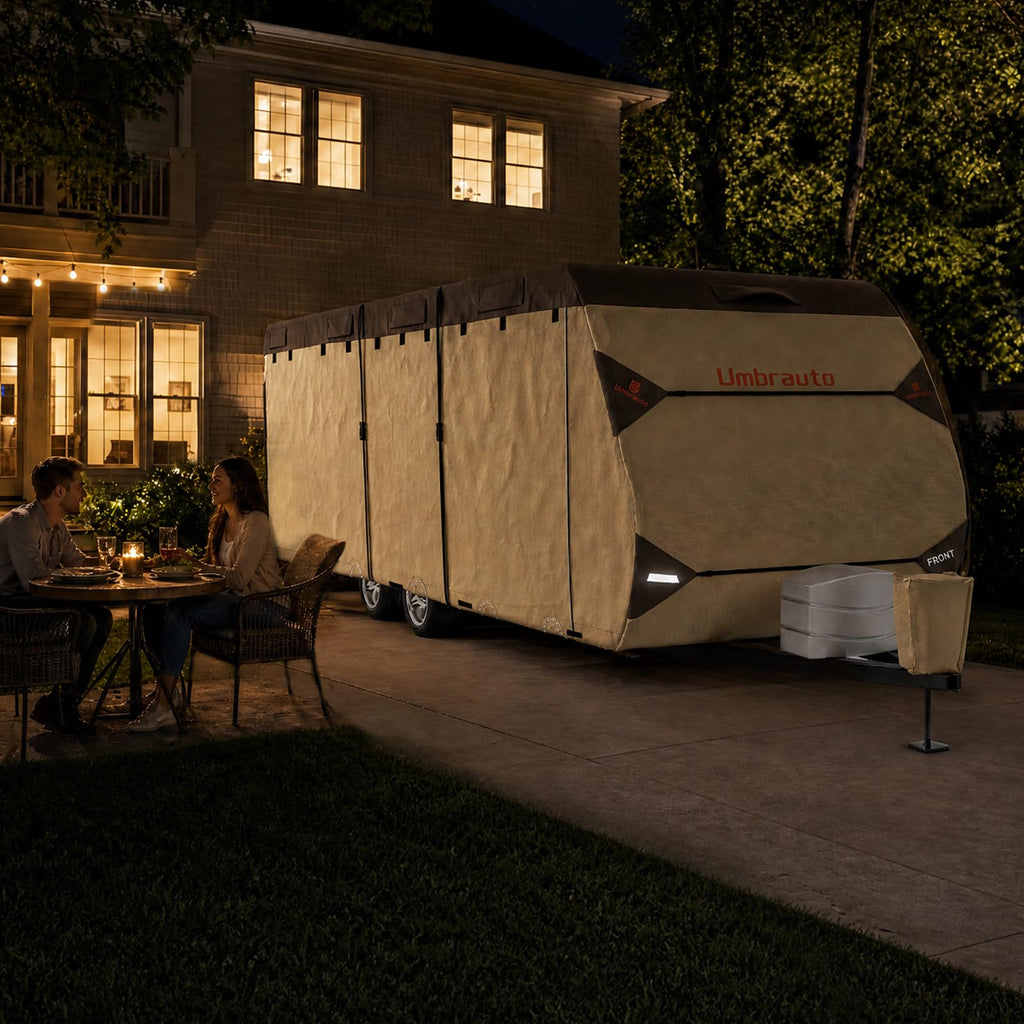 14' ~ 16' Waterproof Windproof Heavy Duty Travel Trailer RV Cover R50455