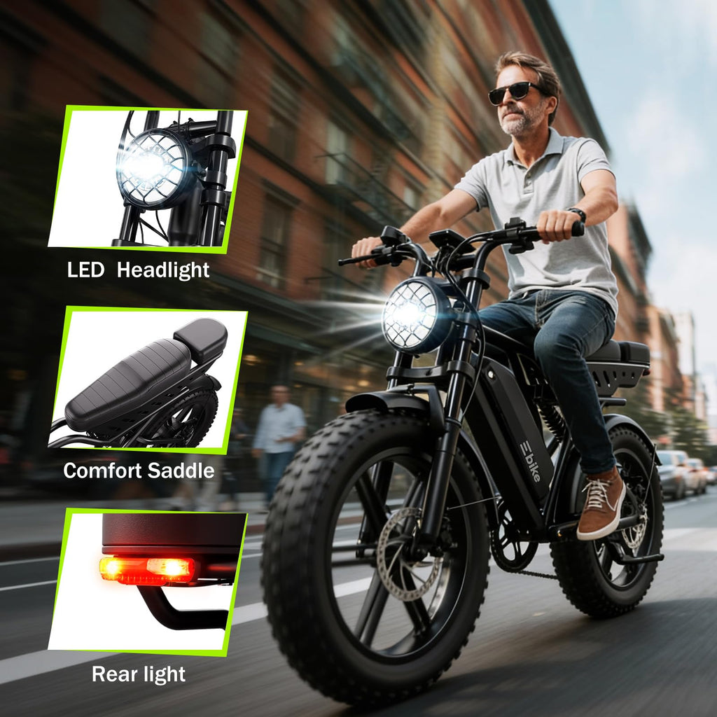 Electric Bike 48V 15Ah Battery 1500W Peak Motor 20 * 4.0 Fat Tire L416
