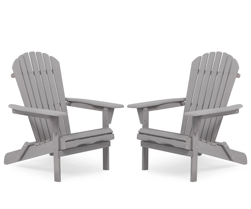 Wood Folding Adirondack Chair Set of 2 Solid Cedar O461564
