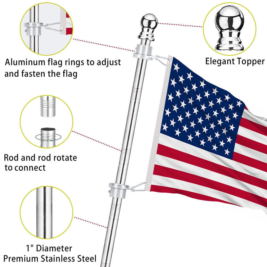 2 Pack 6 ft 1 inch Flag Poles J775