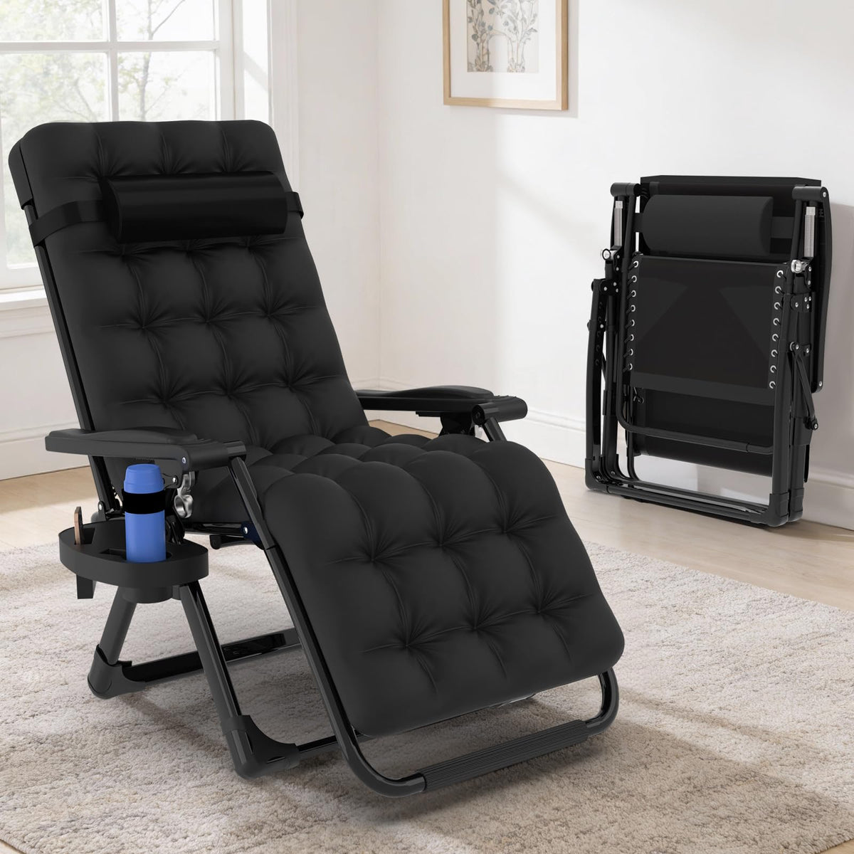 Zero Gravity Chair with Cup Holder, Black G7937