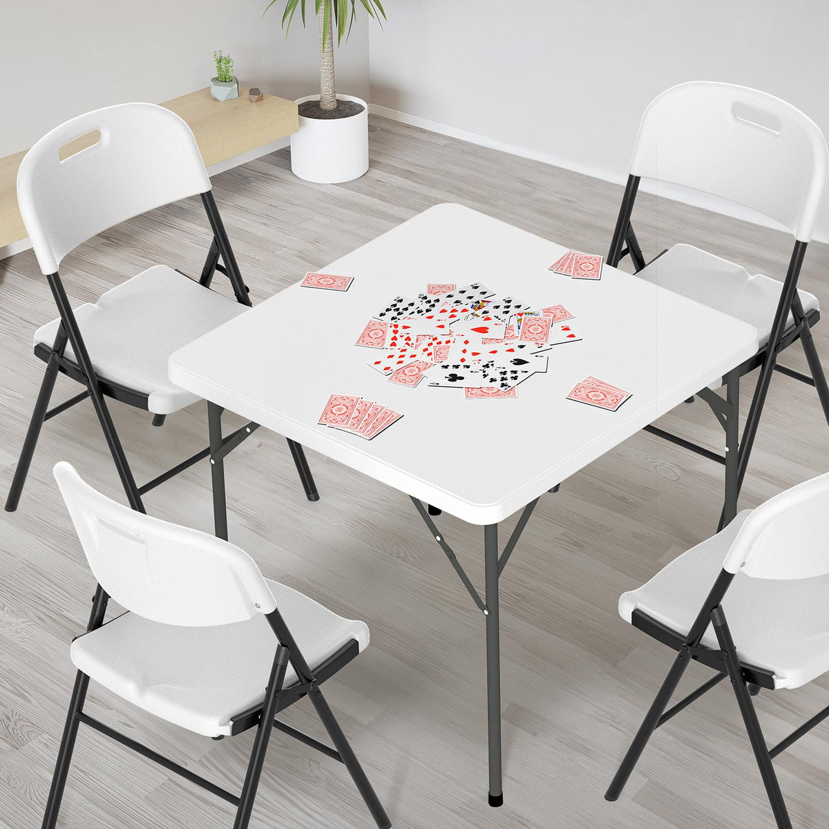 White 34 inch Folding Card Table Y81573