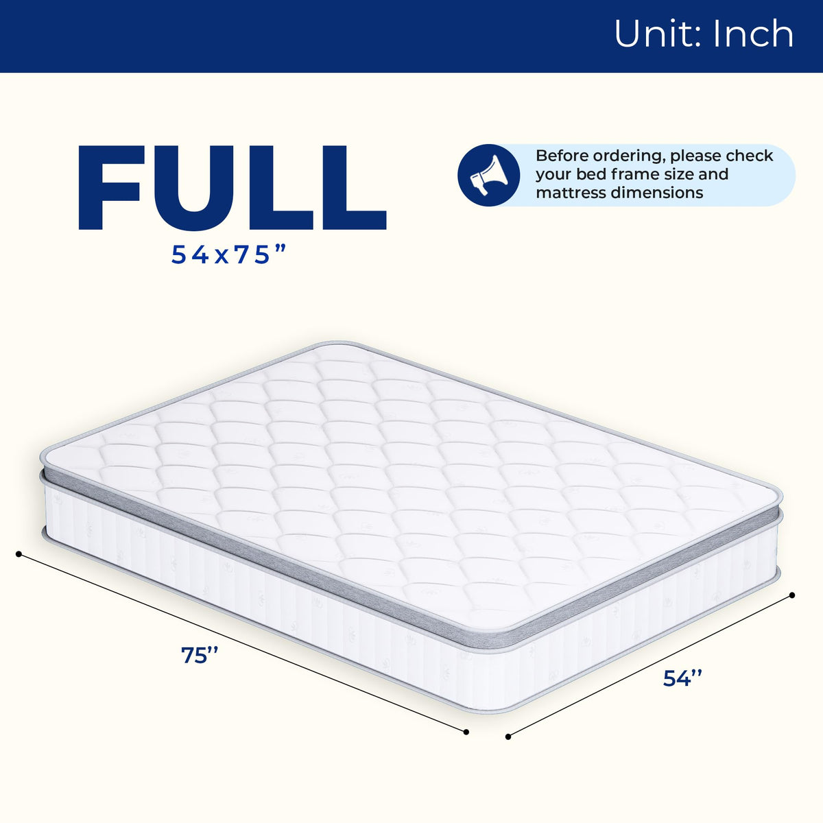 Full Size 10 Inch Hybrid Pocket Spring Mattress Q763