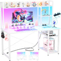 47'' White Gaming Desk with Hutch and Storage Shelves Q78281