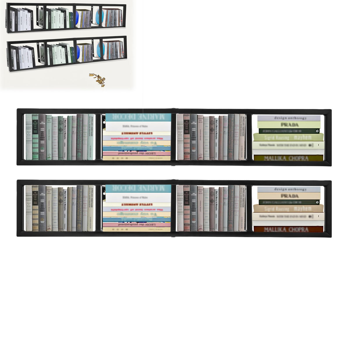 34" Wall Mount Media Storage Rack, CD DVD Organizer Metal Floating Shelf P112812