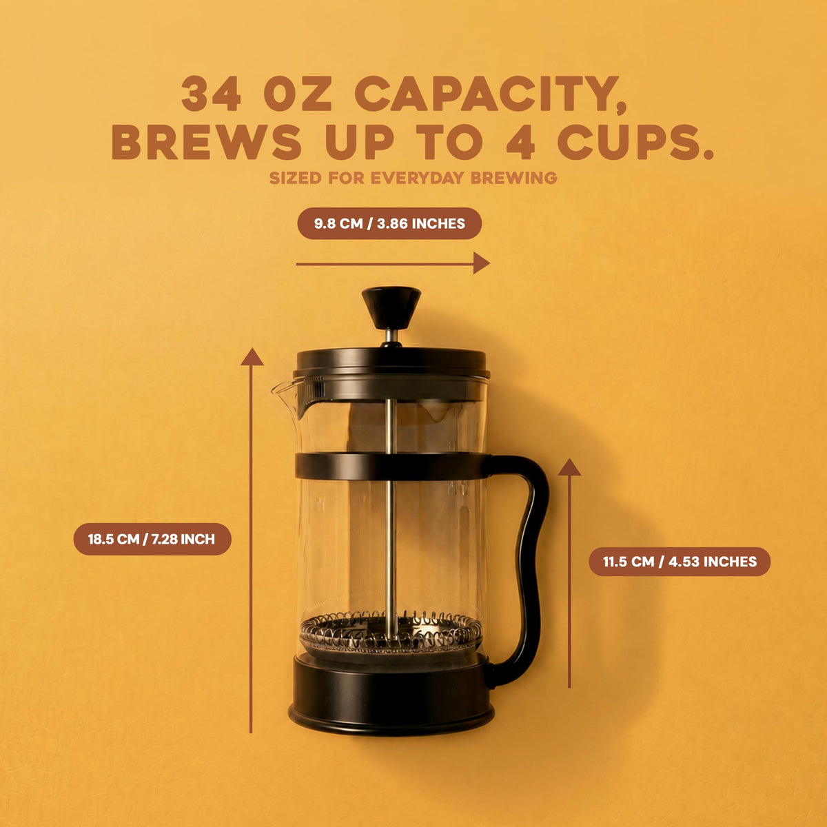 Borosilicate Glass French Press Coffee Maker 34 Oz M708