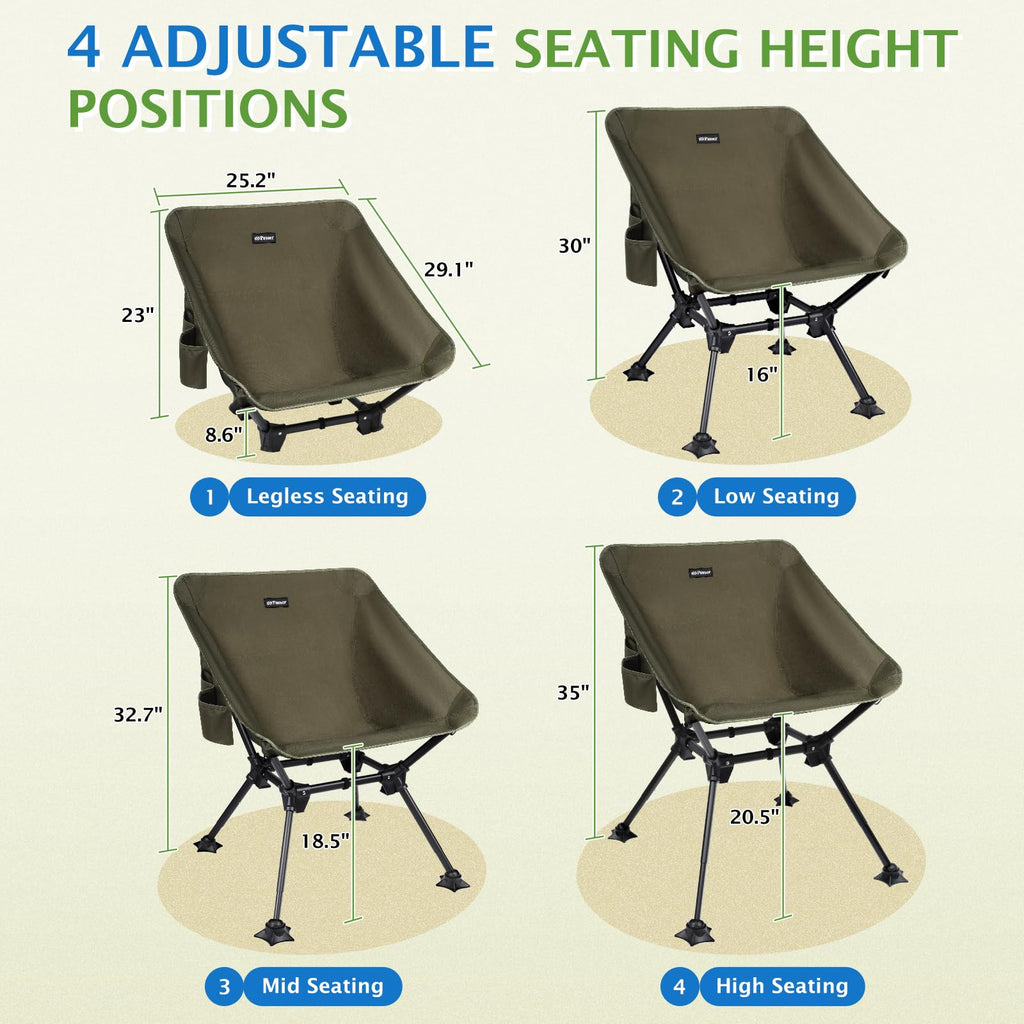 2 Pack Green Folding Camping Chair with Storage Bag M164007