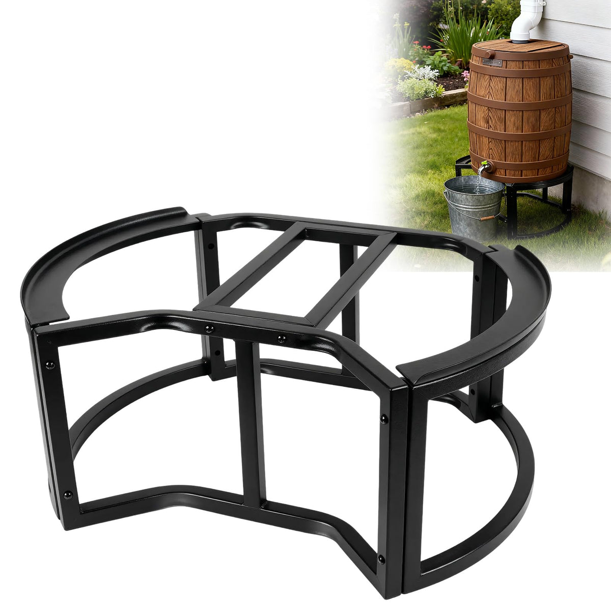 Heavy-Duty Stainless Steel Rain Barrel Stand W550