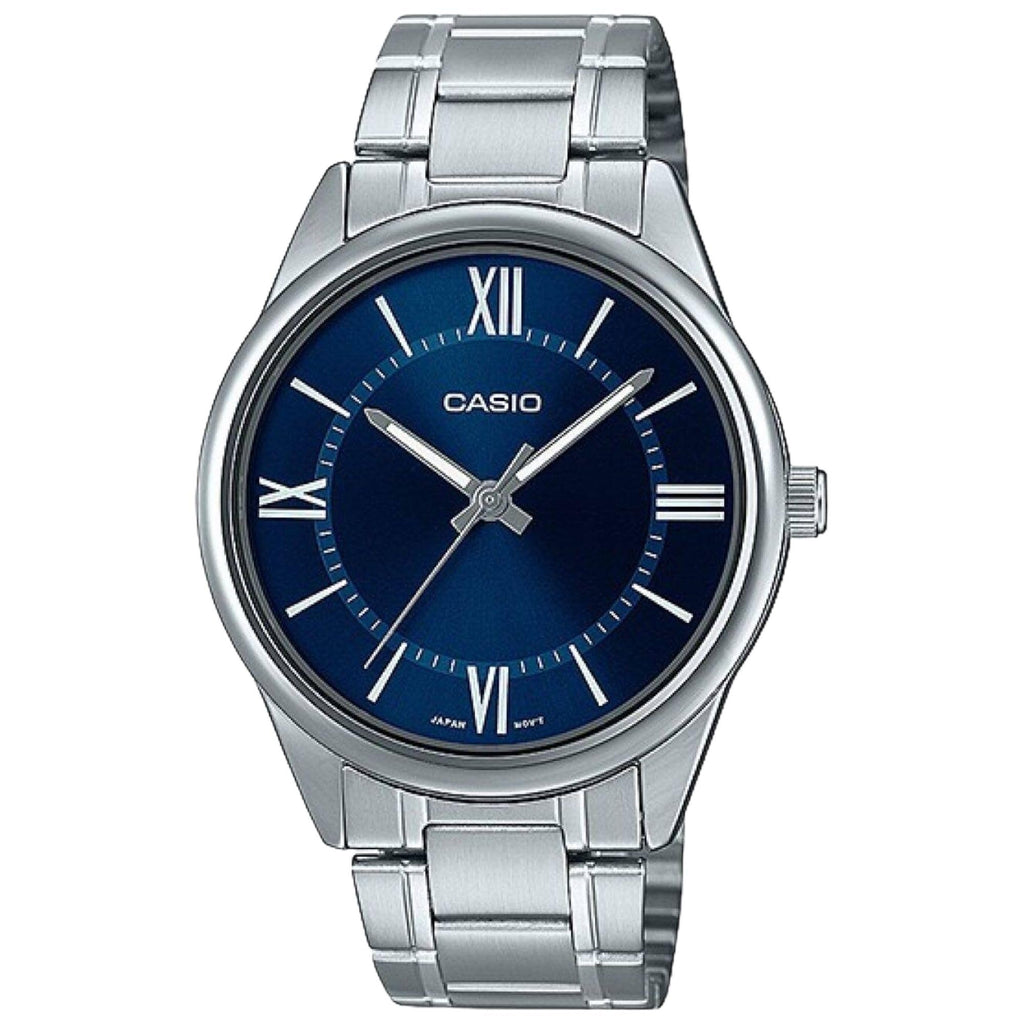 Blue Roman Dial Stainless Steel Analog Watch Y6535