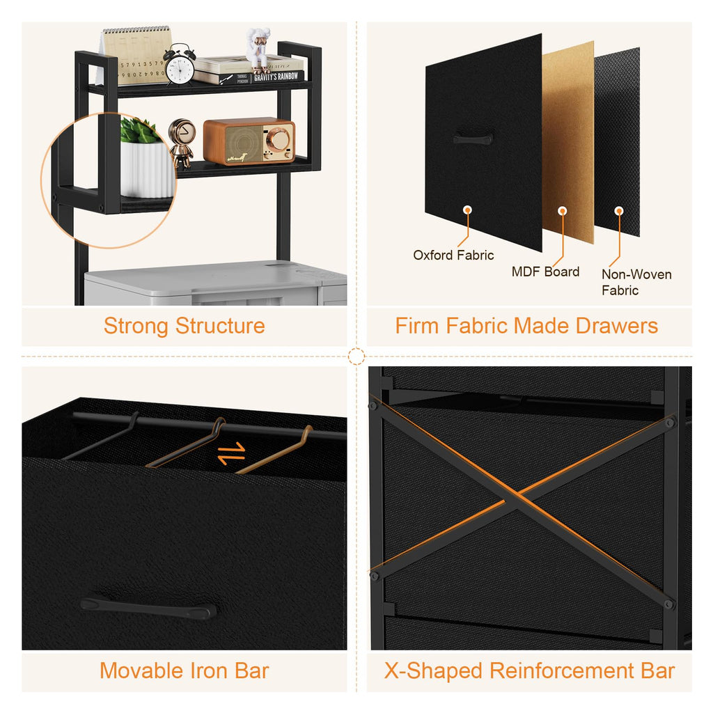 3 Drawer Tall File Cabinet with Extended Desktop, Black G8854