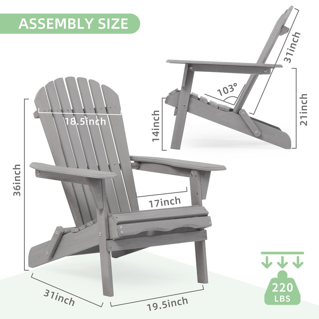 Wood Folding Adirondack Chair Set of 2 Solid Cedar O461564
