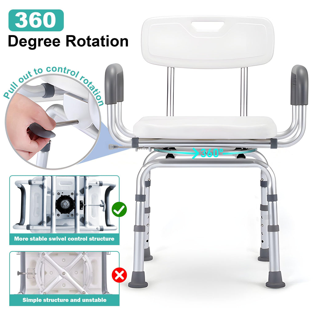 Swivel Shower Chair with Arms & Backrest U4629
