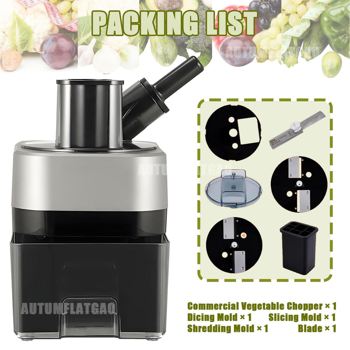 4 in 1 Electric Vegetable Chopper with 4 Stainless Steel Blades B747580