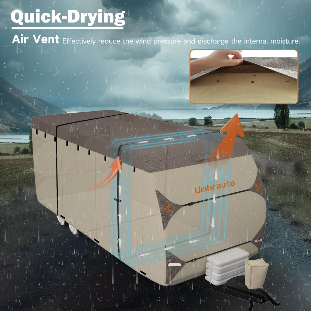 14' ~ 16' Waterproof Windproof Heavy Duty Travel Trailer RV Cover R50455