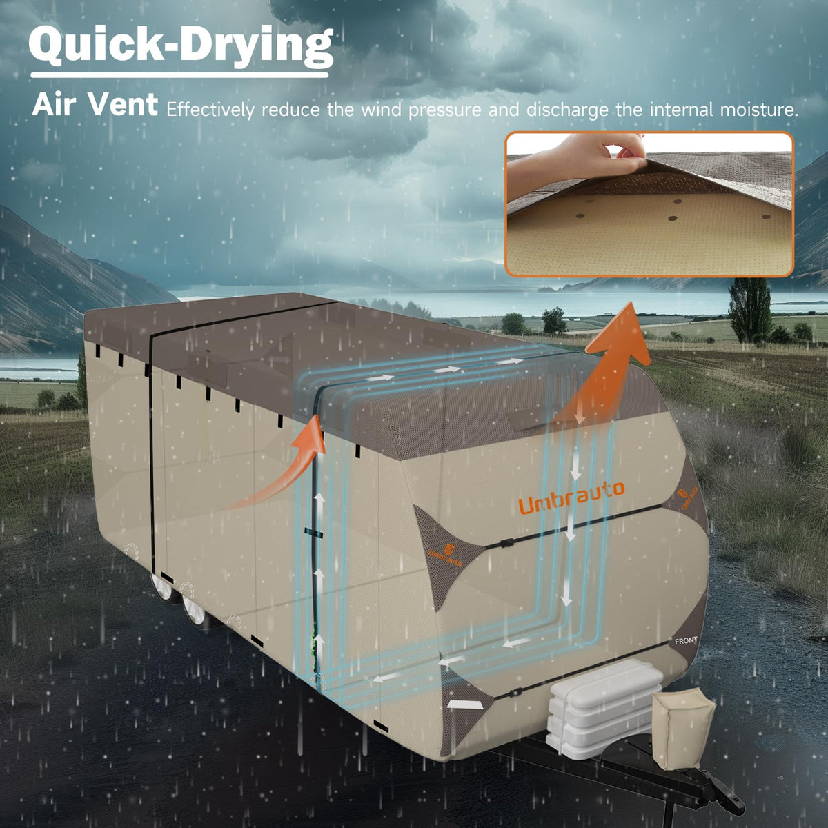 14' ~ 16' Waterproof Windproof Heavy Duty Travel Trailer RV Cover R50455