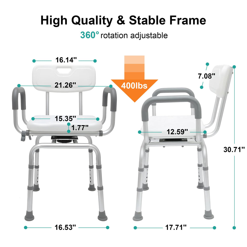 Swivel Shower Chair with Arms & Backrest U4629