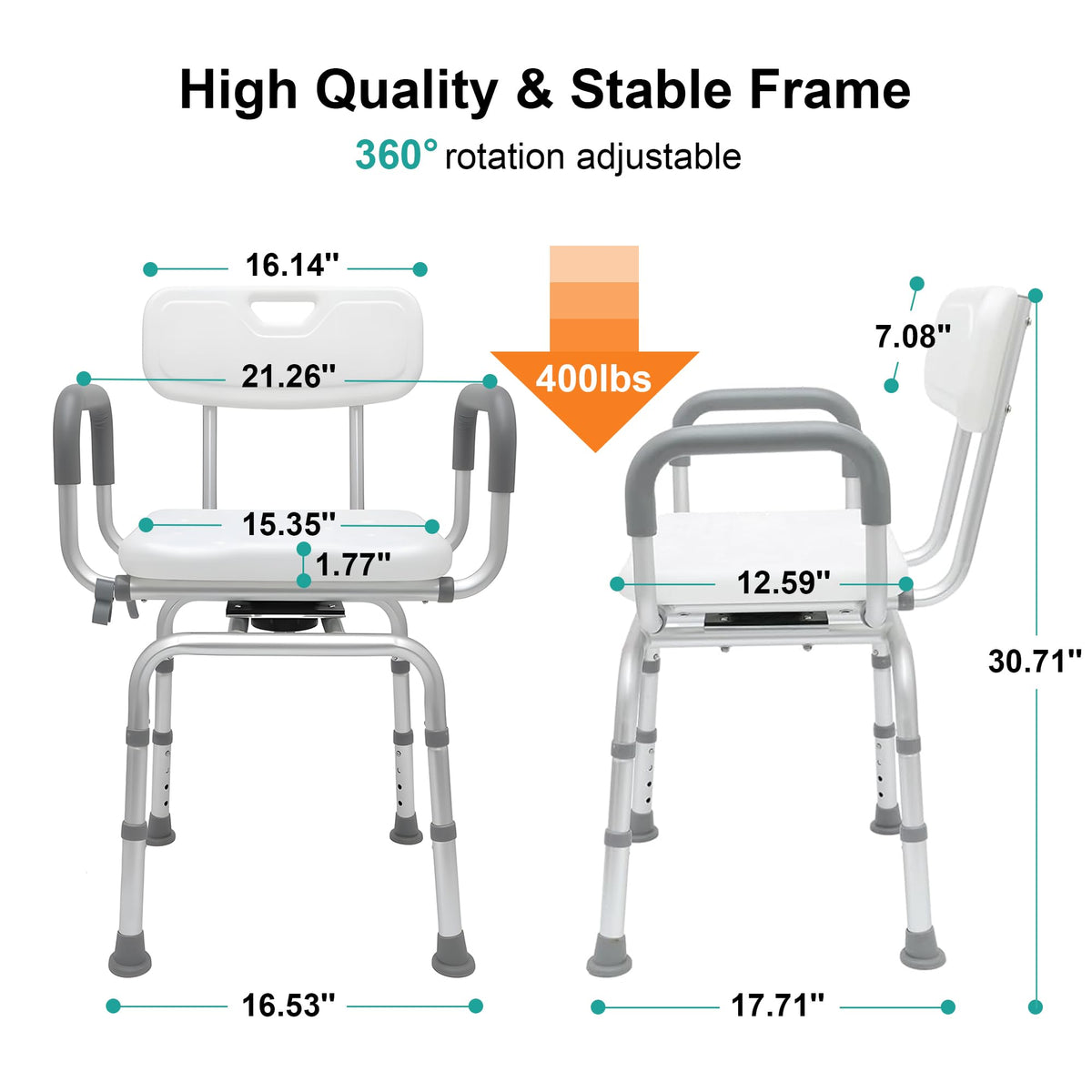 Swivel Shower Chair with Arms & Backrest U4629