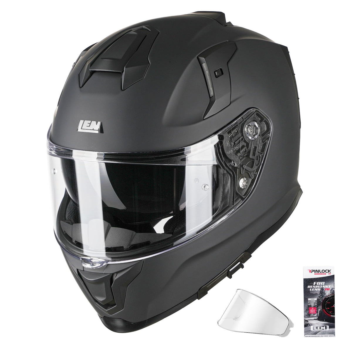 Full Face Motorcycle Helmet DOT Certified Matte Black Medium W5912