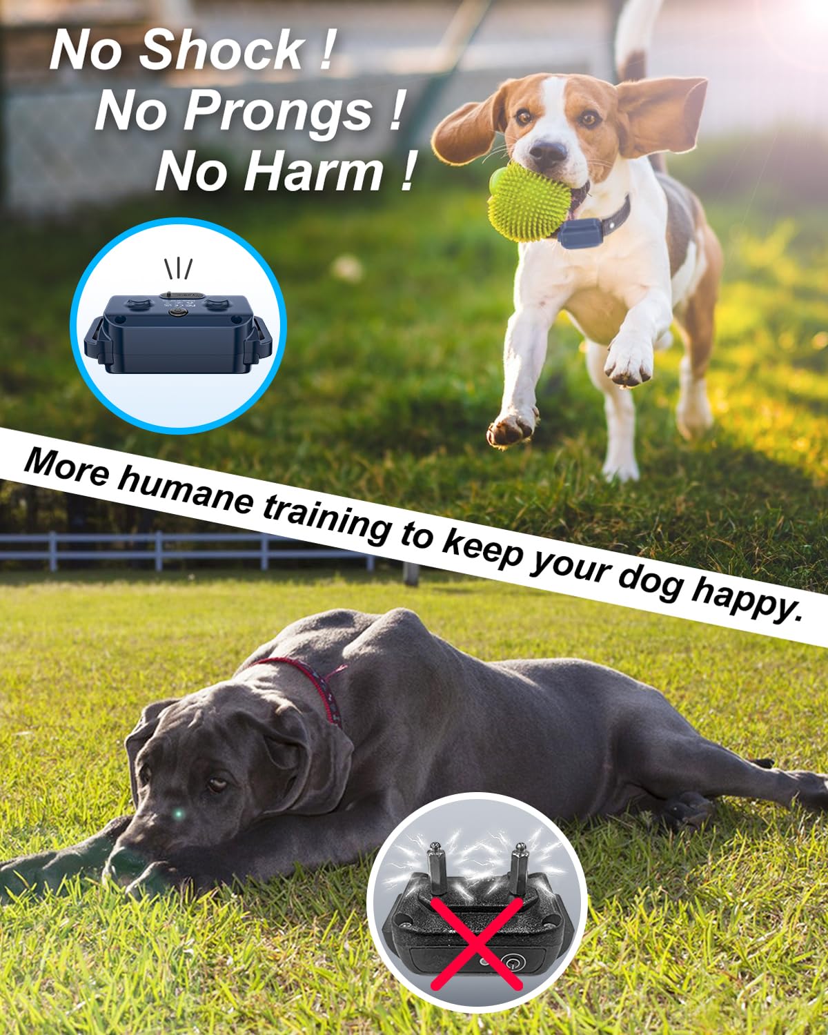 No Shock Dog Training Collar with Remote Waterproof Rechargeable L82534