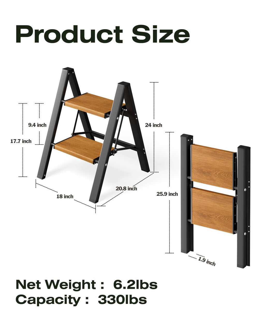 Foldable Aluminum 2 Step Stool Z45193