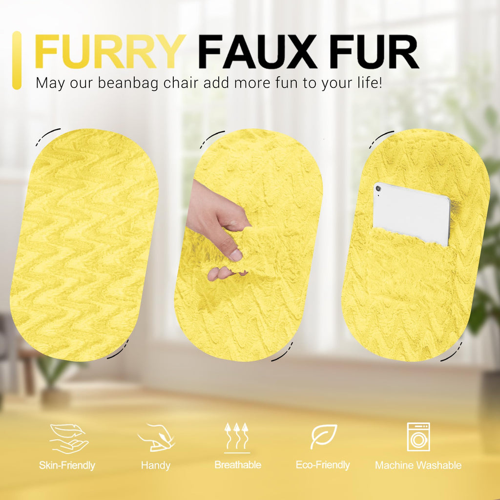 3FT Yellow Memory Foam Bean Bag Chair F117