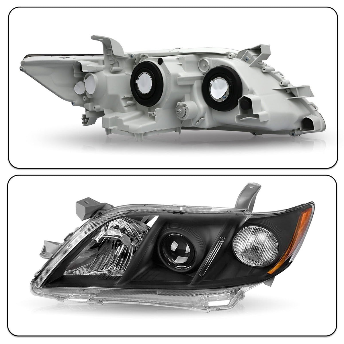 Toyota Camry Front Bumper Headlight Black Housing 1 Pair Z41195