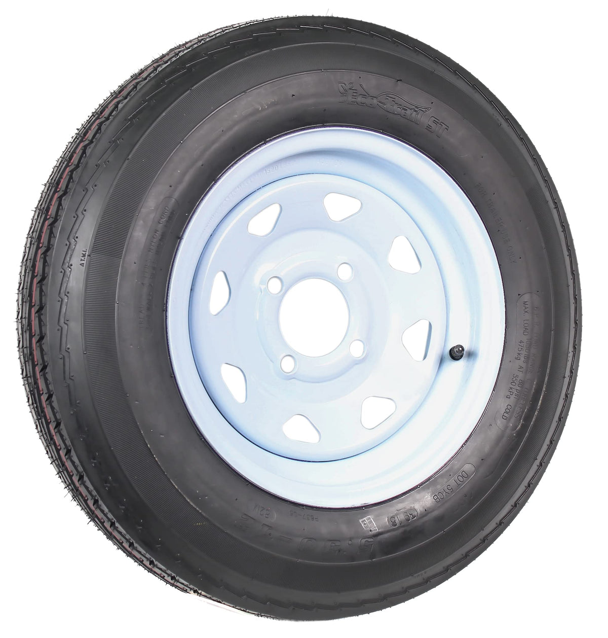 Trailer Tire Rim Assembly 5.30-12 Load C 4 Lug White Z383934