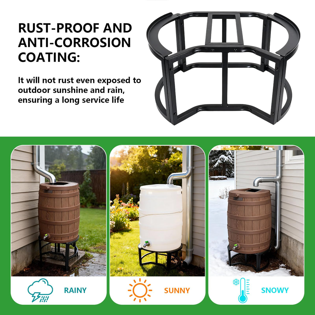 Heavy-Duty Stainless Steel Rain Barrel Stand W550