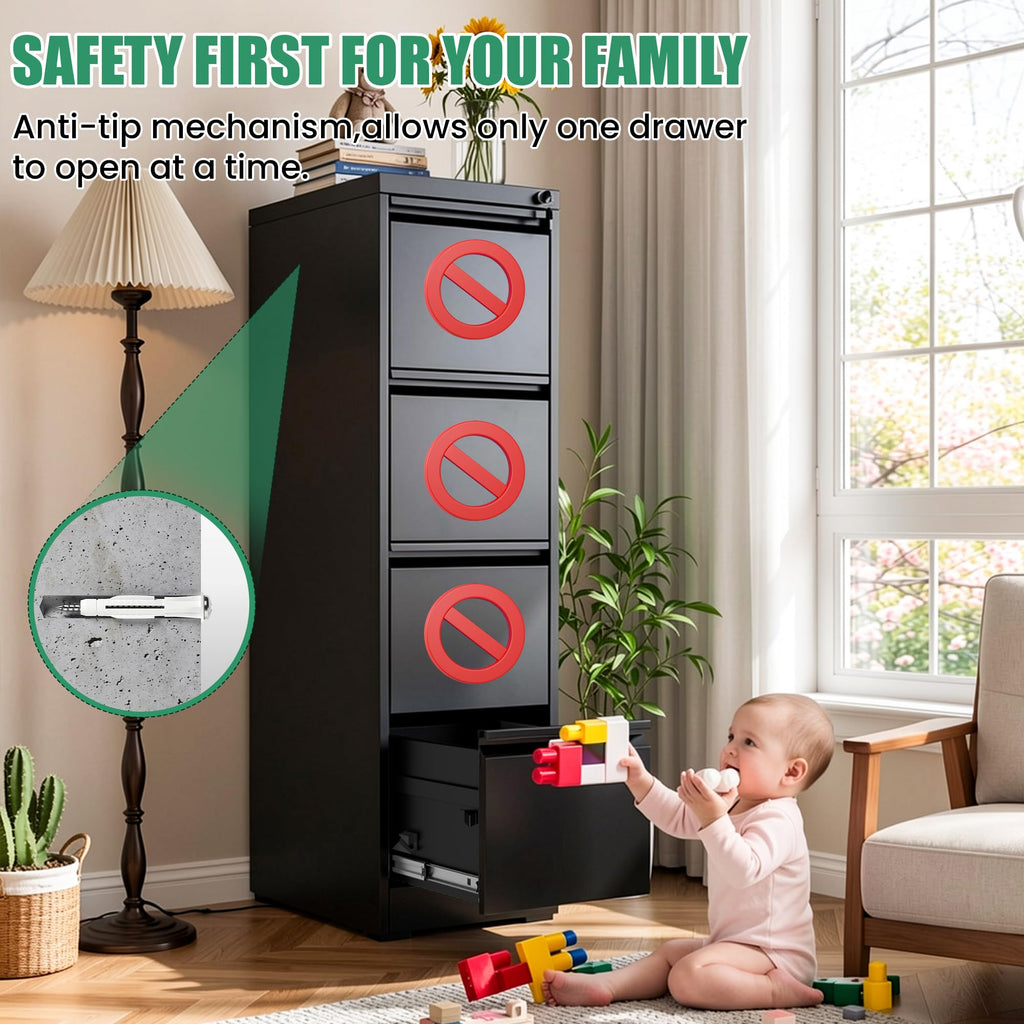 4 Drawer Metal File Cabinet with Lock M208072