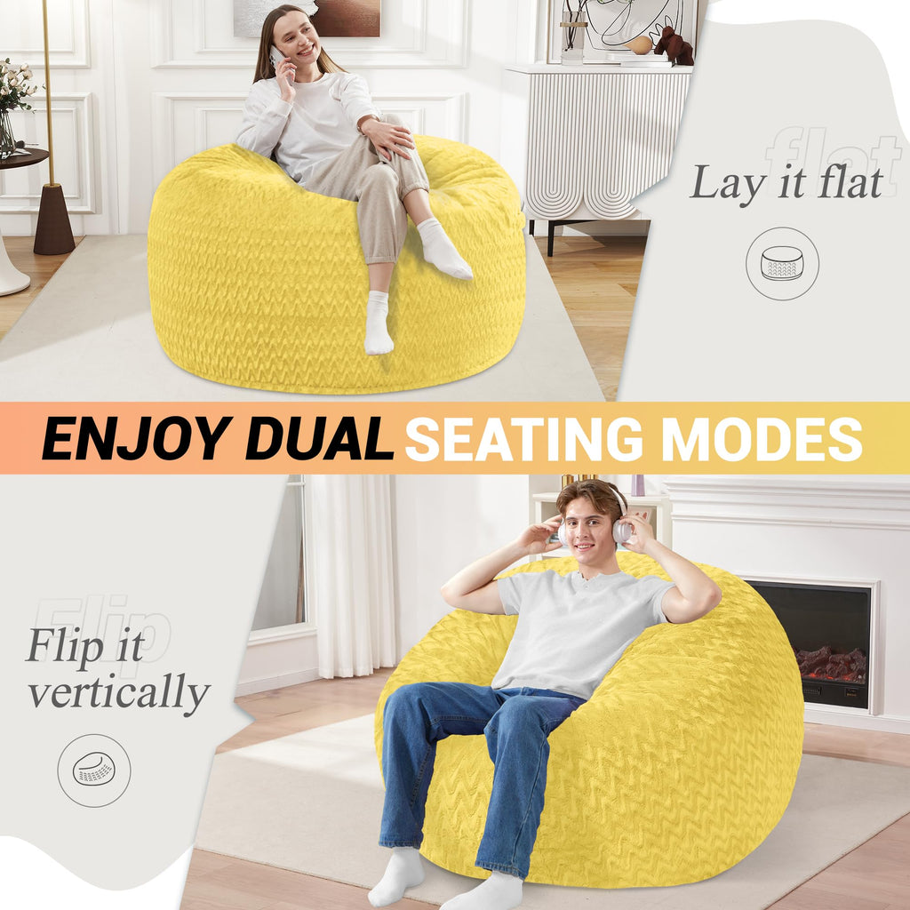 3FT Yellow Memory Foam Bean Bag Chair F117